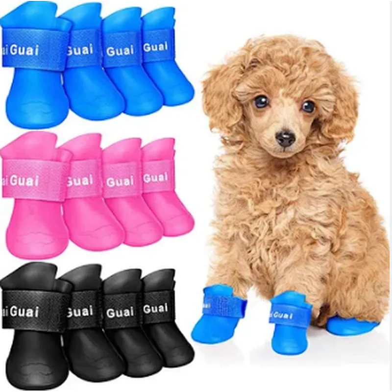 Summer dog rain shoes waterproof silicone dog rain boots pet shoes for dogs