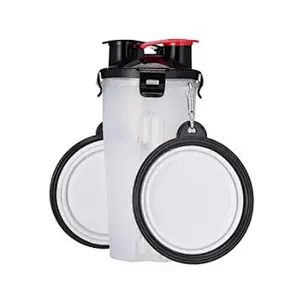 Wholesale Travel Pet Water And Food Bottle 2 In 1 Plastic Portable Dog Water Bottle With Bowl