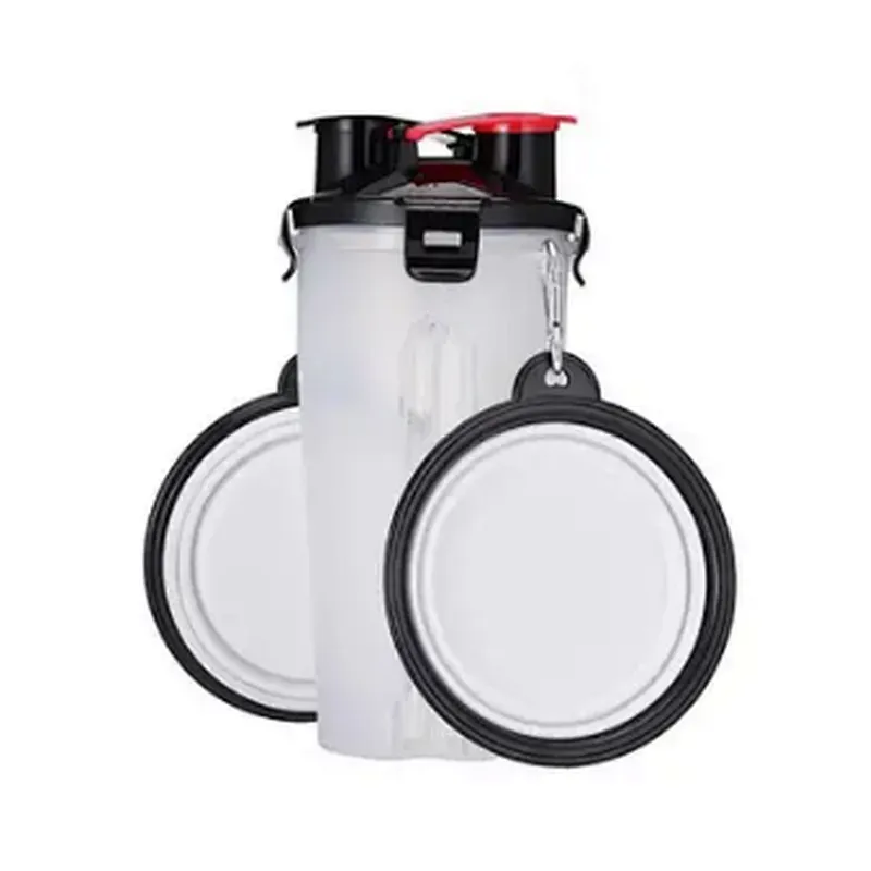 Wholesale Travel Pet Water And Food Bottle 2 In 1 Plastic Portable Dog Water Bottle With Bowl