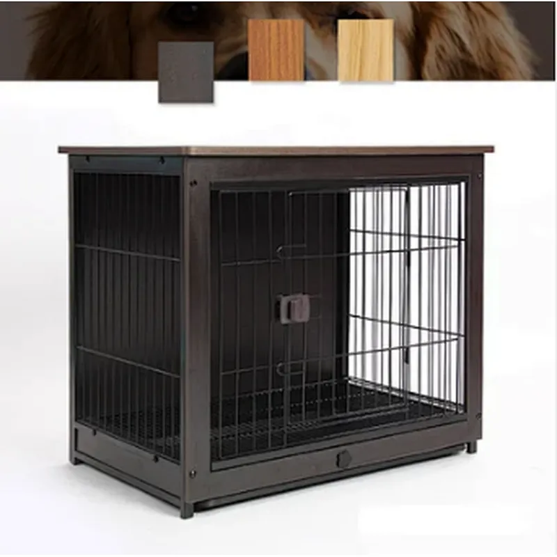 Large Wooden Dog Kennel Cage Metal Foldable Heavy Dog Cages Crate for sale