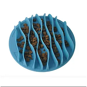 Wholesale Pet Dog Slow Feeder Bowl Plastic TPR Wave Durable Dog Pet Bowl