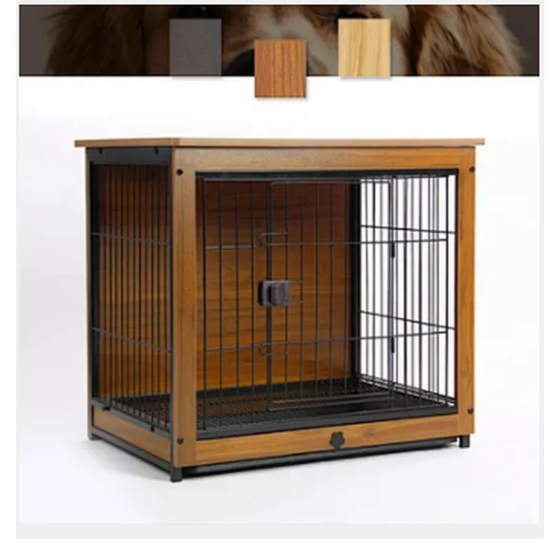 Large Wooden Dog Kennel Cage Metal Foldable Heavy Dog Cages Crate for sale