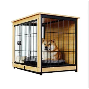 Large Wooden Dog Kennel Cage Metal Foldable Heavy Dog Cages Crate for sale
