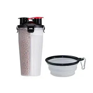 Wholesale Travel Pet Water And Food Bottle 2 In 1 Plastic Portable Dog Water Bottle With Bowl