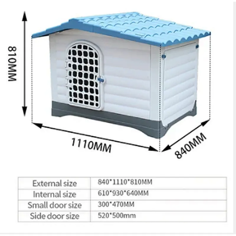 Outdoor Pet Dog Kennel House Waterproof And Windproof Large Plastic Dog House With Door