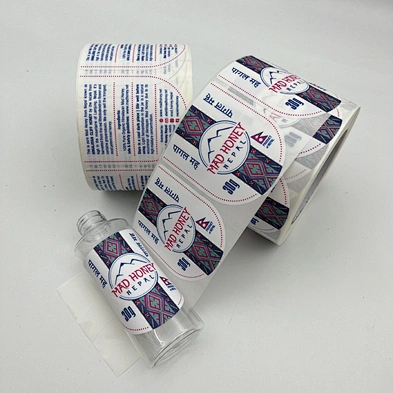 Design printing vinyl die cut label in roll bottle label sticker printing for food package