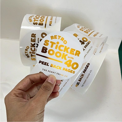 Custom Printing Waterproof Logo Sticker Label with Gold Foil Stamping