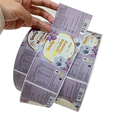 Custom Printing Waterproof Gold Foil Label Bee Honey Jar Label Honey Bottle Packaging Label