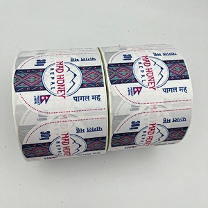 Design printing vinyl die cut label in roll bottle label sticker printing for food package