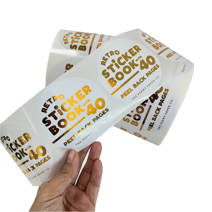 Custom Printing Waterproof Logo Sticker Label with Gold Foil Stamping