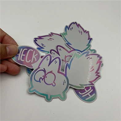 Custom Made Decorative Die cut Vinyl Hologram Label Cute Holographic Stickers for Kids