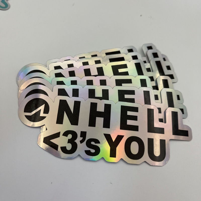 Self Adhesive Custom Print Die Cut Sticker Holographic Rainbow Shiny