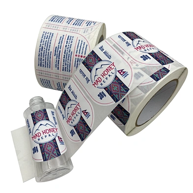 Design printing vinyl die cut label in roll bottle label sticker printing for food package
