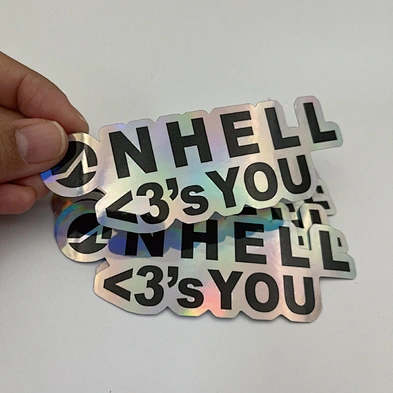 Self Adhesive Custom Print Die Cut Sticker Holographic Rainbow Shiny
