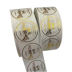 Custom Printing Gold Foil Stamping Transparent Logo Sticker Label