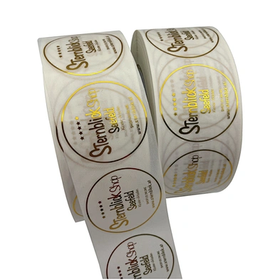 Custom Printing Gold Foil Stamping Transparent Logo Sticker Label