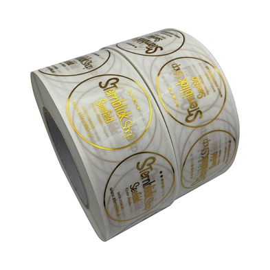 Custom Printing Gold Foil Stamping Transparent Logo Sticker Label