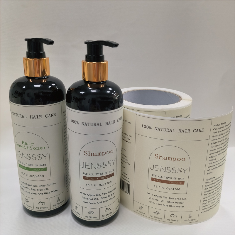Custom Label for Shampoo Bottle with Metallic FOil Shiny Vinyl Pacakging Stickers