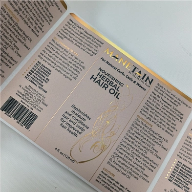 Custom Label for Shampoo Bottle with Metallic FOil Shiny Vinyl Pacakging Stickers