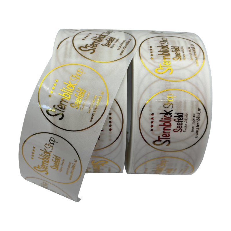 Custom Printing Gold Foil Stamping Transparent Logo Sticker Label