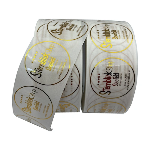 Custom Printing Gold Foil Stamping Transparent Logo Sticker Label