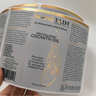 Custom Label for Shampoo Bottle with Metallic FOil Shiny Vinyl Pacakging Stickers