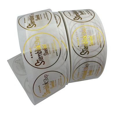 Custom Printing Gold Foil Stamping Transparent Logo Sticker Label