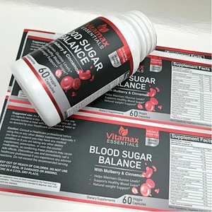 Custom dietary supplement bottle labels, printing vinyl packaging stickers in roll waterproof