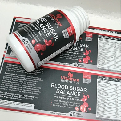 Custom dietary supplement bottle labels, printing vinyl packaging stickers in roll waterproof