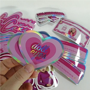 Custom Laser Logo Die Cut Labels Rainbow Shiny Glitter Glossy Waterproof Stickers