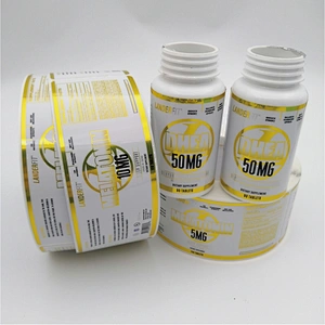 Custom dietary supplement bottle labels, printing vinyl packaging stickers in roll waterproof