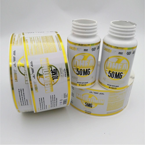 Custom dietary supplement bottle labels, printing vinyl packaging stickers in roll waterproof