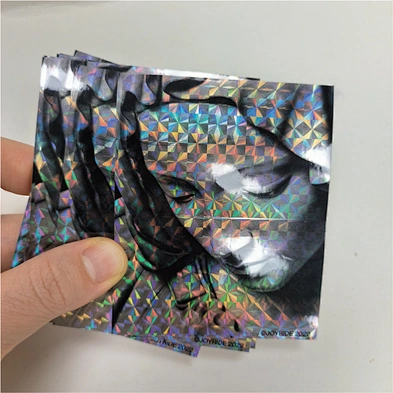 Custom Hologram Logo Die Cut Labels Glitter Shiny Waterproof Stickers