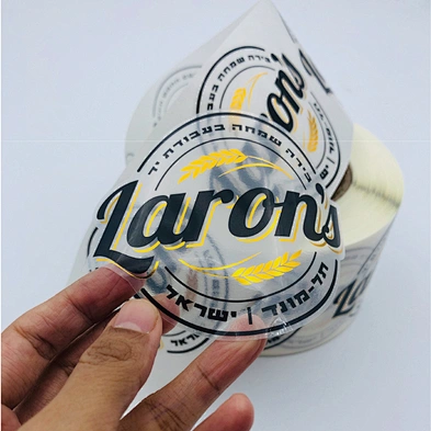 Custom Die Cut Clear Sticker with Gold Foil Stamping