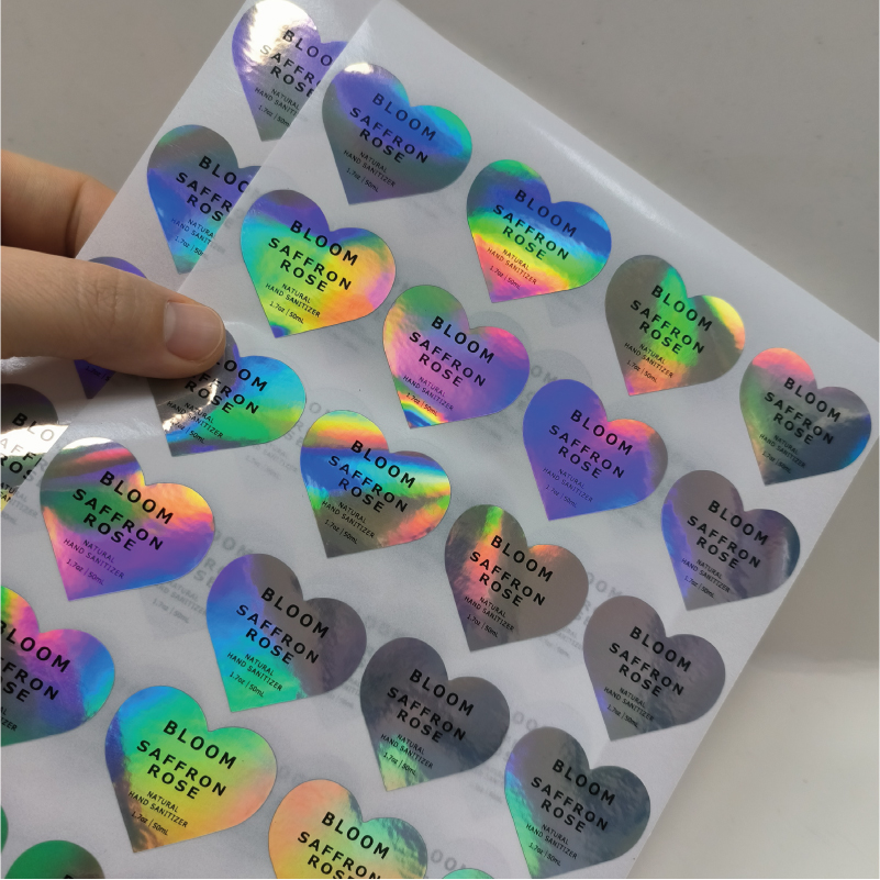 Custom Laser Logo Die Cut Labels Rainbow Shiny Glitter Glossy Waterproof Stickers