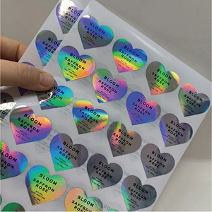 Custom Laser Logo Die Cut Labels Rainbow Shiny Glitter Glossy Waterproof Stickers