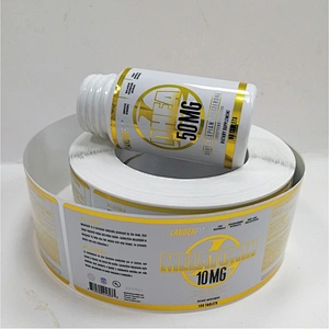 Custom dietary supplement bottle labels, printing vinyl packaging stickers in roll waterproof