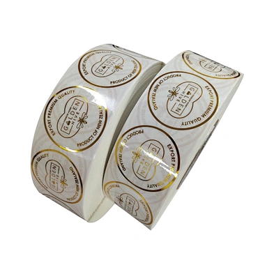 Custom Printing Clear Logo Sticker with Gold Foil Stamping