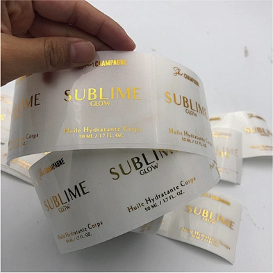 Custom Printing Clear Logo Sticker with Gold Foil Stamping
