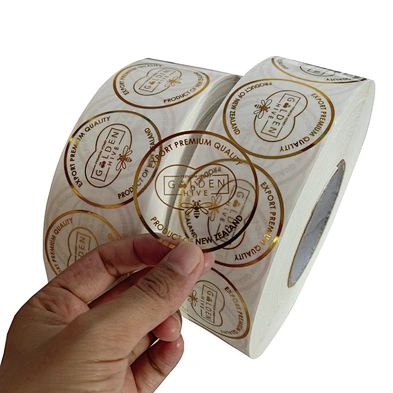 Custom Printing Clear Logo Sticker with Gold Foil Stamping