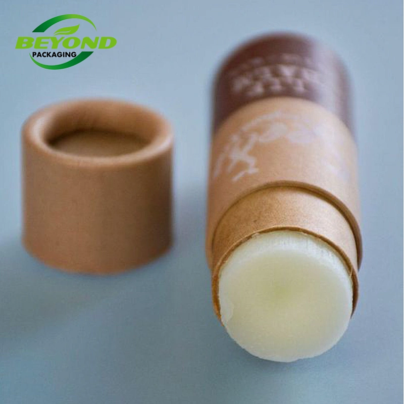 OEM Eco Recycled Custom Printing Popular Kraft Cardboard Push Up Paper Tube Wax Paper Lined 50ml Lip Balm/Deodorant Container