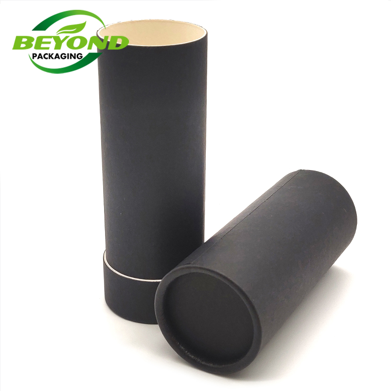 Empty cardboard deodorant stick container 2.5oz biodegradable black paper push tubes cardboard lipstick container