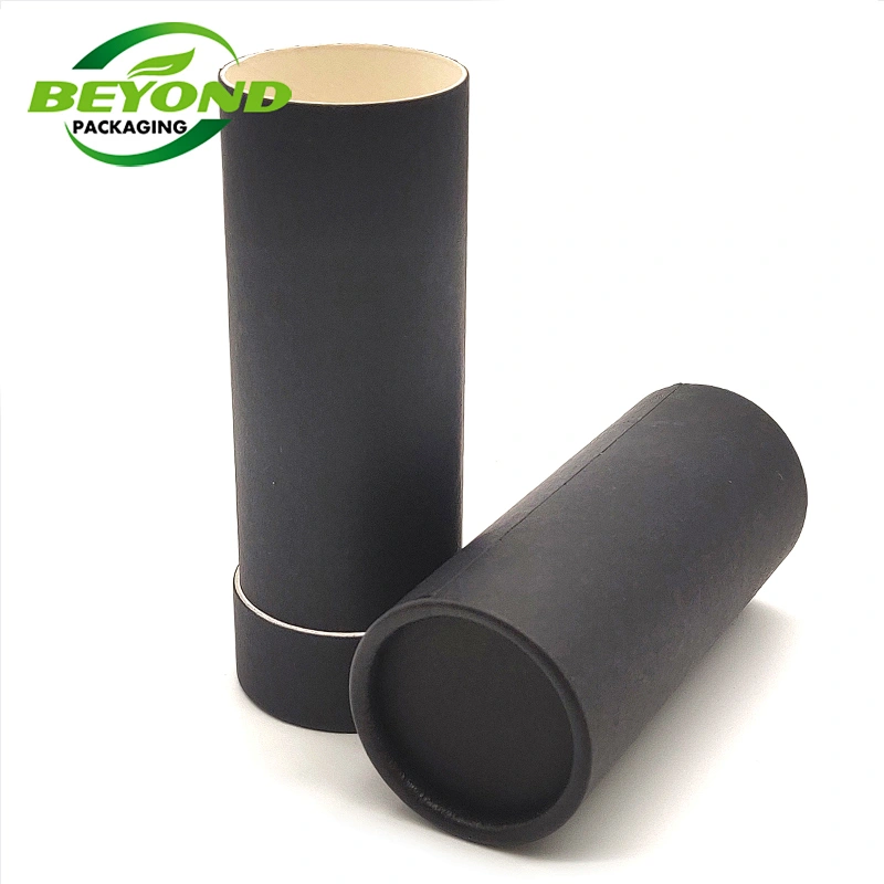 Empty cardboard deodorant stick container 2.5oz biodegradable black paper push tubes cardboard lipstick container