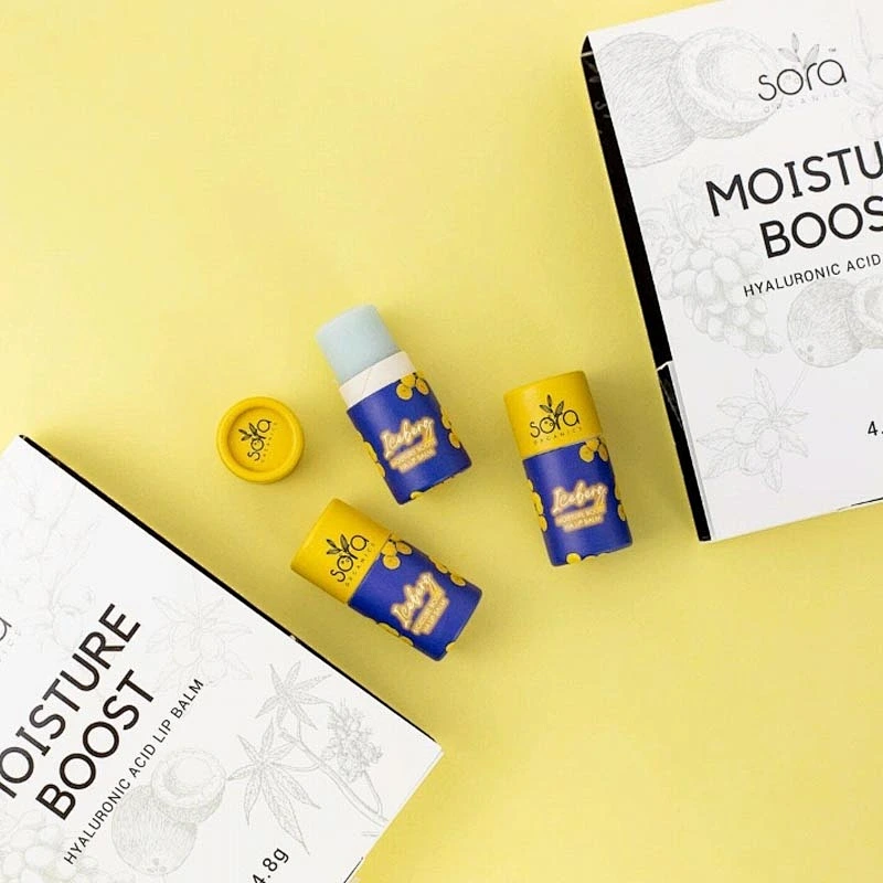 Customized Private Label Moisturizing Natural biodegradable Deodorant 0.3oz 7g Push Up  Lip  Balm Paper Tube