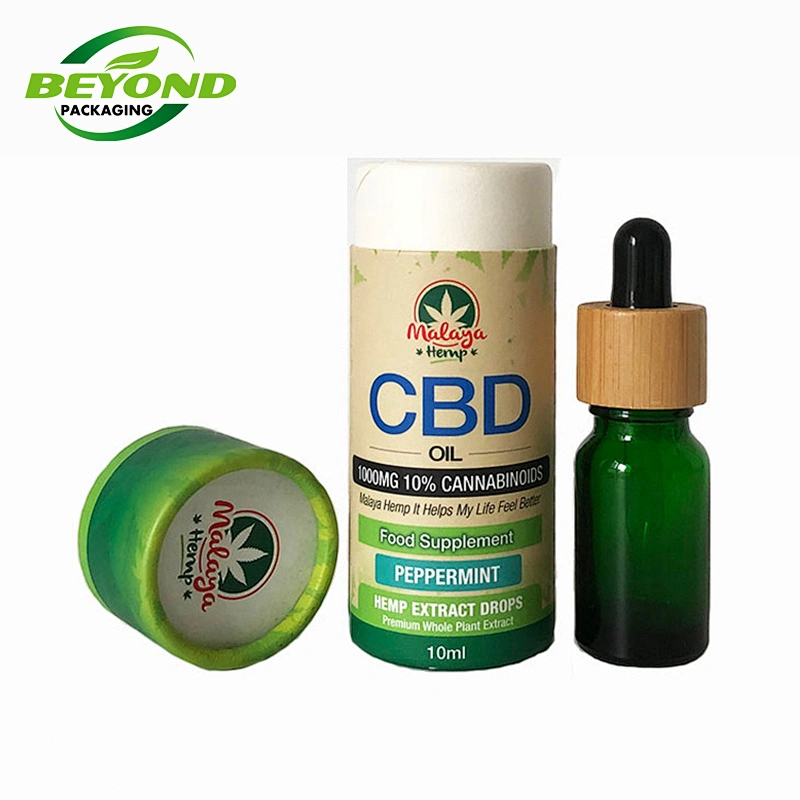 Custom Printing Cylinder Packaging Gift Box Kraft Paper Cardboard Tube For Hemp Oil Dropper Bottles