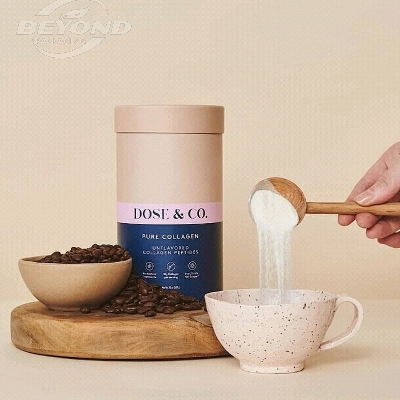 Natural Craft Paper Cardboard Cylinder Box Size 9cm Height into 8cm Diameter Supplement Protein Powder Paper Tube Box With Seal