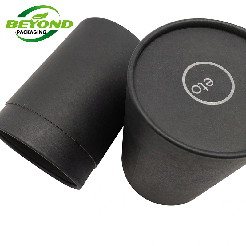 High-end Eco Friendly Black Cardboard Cylinder Round Gift Paper Tube For 750ml Wine Bottles Packaging Tube
