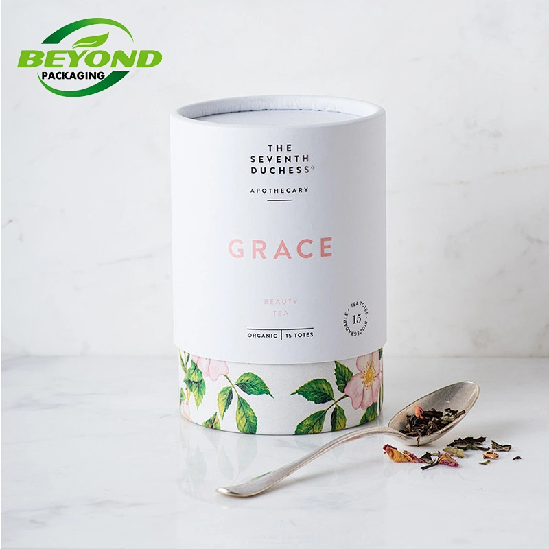 Personalized Luxury Coffee Tea Packaging Box Sleeve Round tube Tea Bag Gift Packing Cardboard Paper Tea Box