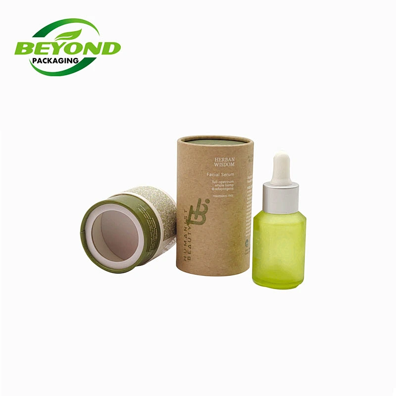 Eco Friendly Material Customized Design Recycled Craft Kraft Paper Cardboard Round Cosmetic Tube Packaging For Skin Care Product