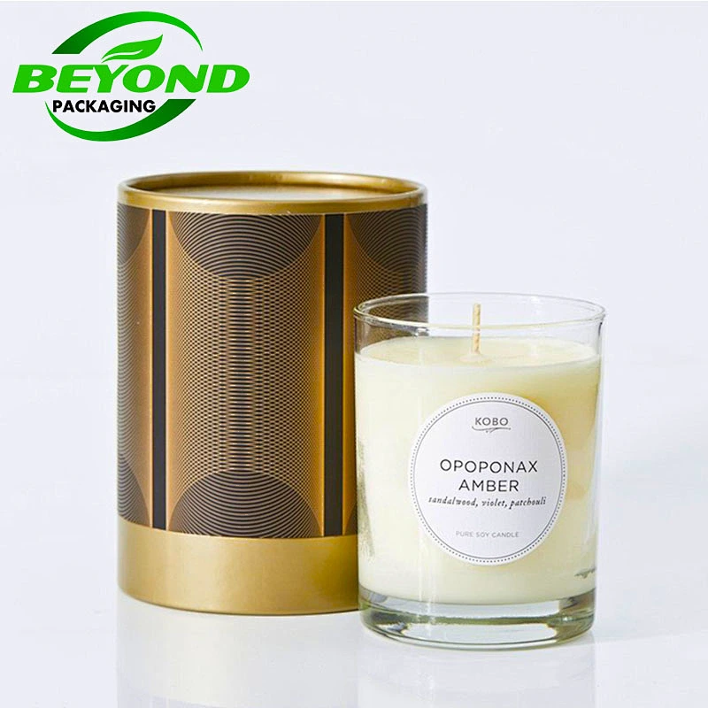 Luxury Printed Logo Round Cardboard Kraft Paper Candle Paper Tube In Candle Packaging